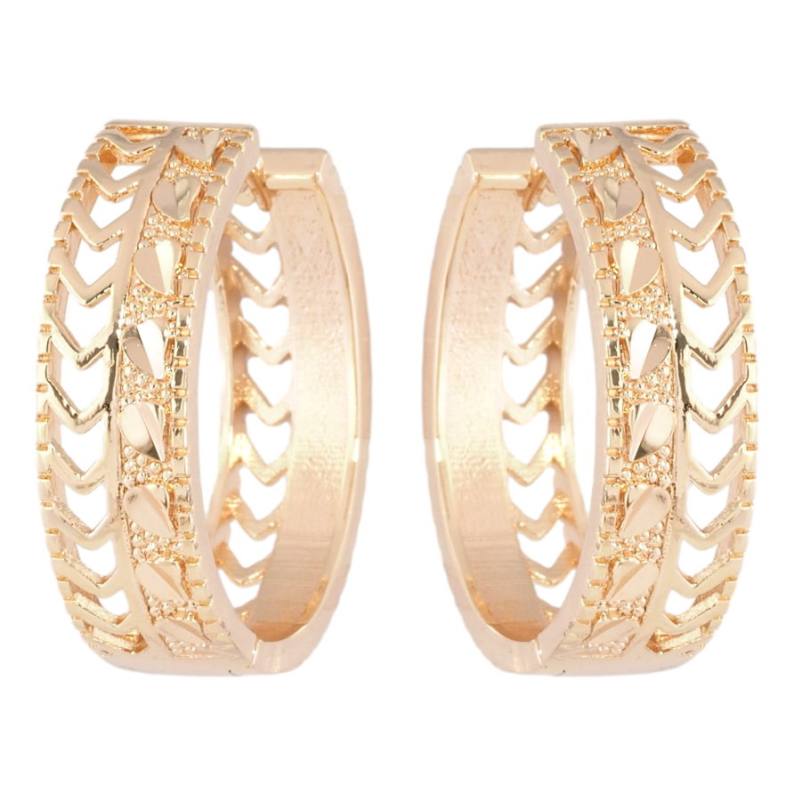 Серьги Xuping M&L Цвет 18K колечки Декоративный резной орнамент фото №1 Серьги Xuping M&L Цвет 18K колечки Декоративный резной орнамент фото №1