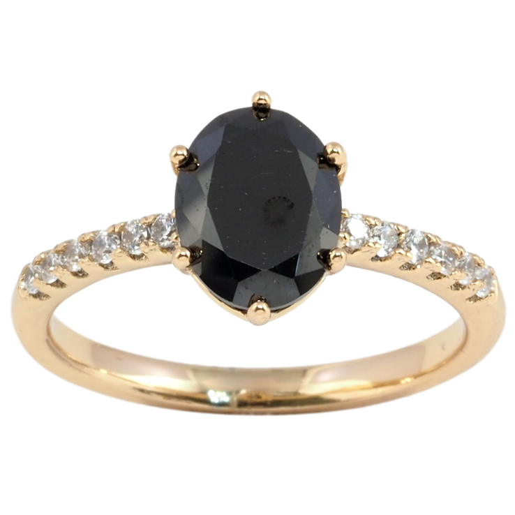 Каблучка Xuping Позолота 18K Чорний фіаніт на доріжці цирконію фото №12 Каблучка Xuping Позолота 18K Чорний фіаніт на доріжці цирконію фото №12