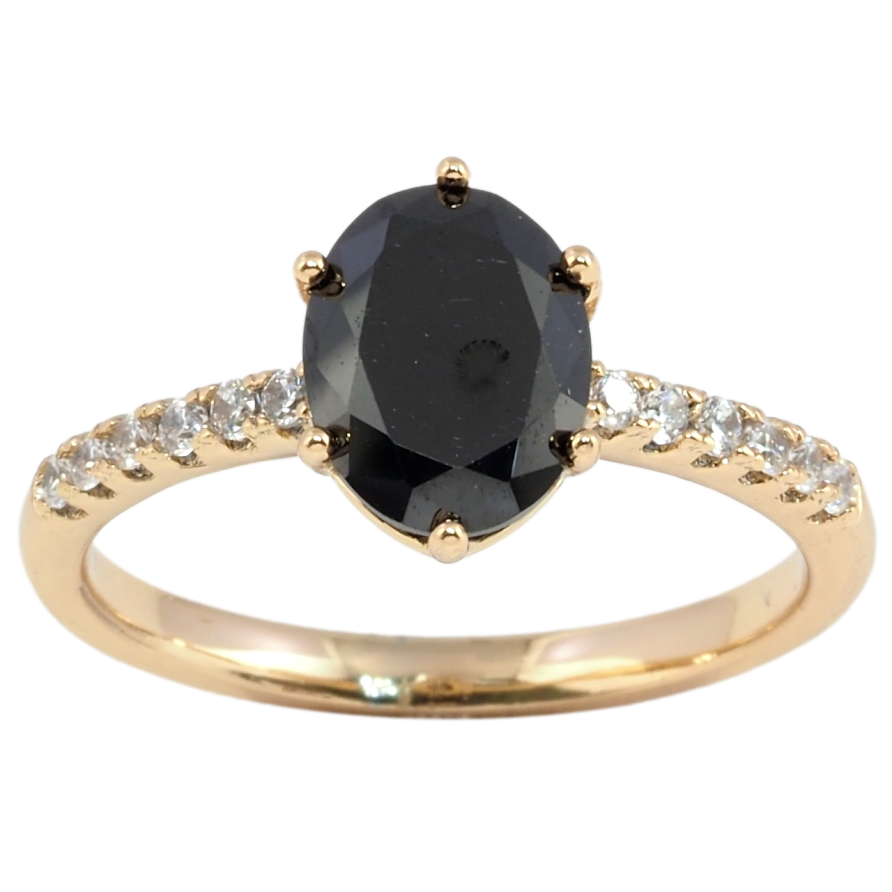 Каблучка Xuping Позолота 18K Чорний фіаніт на доріжці цирконію фото №1 Каблучка Xuping Позолота 18K Чорний фіаніт на доріжці цирконію фото №1