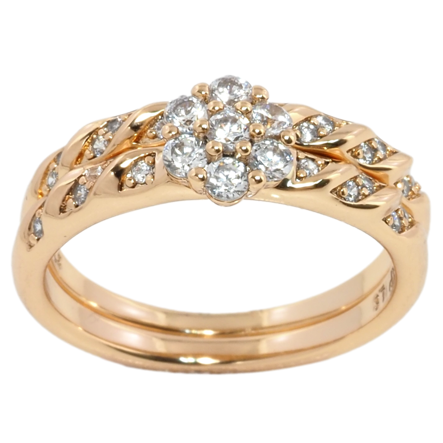 Кольцо Xuping Позолота 18K Двойное кольцо с узором цирконием фото №1 Кольцо Xuping Позолота 18K Двойное кольцо с узором цирконием фото №1