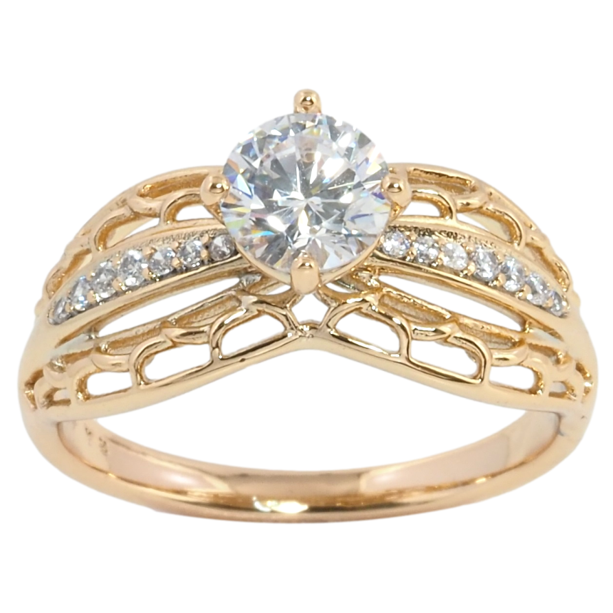 Кольцо Xuping Позолота 18K Резной узор с фианитом фото №1 Кольцо Xuping Позолота 18K Резной узор с фианитом фото №1