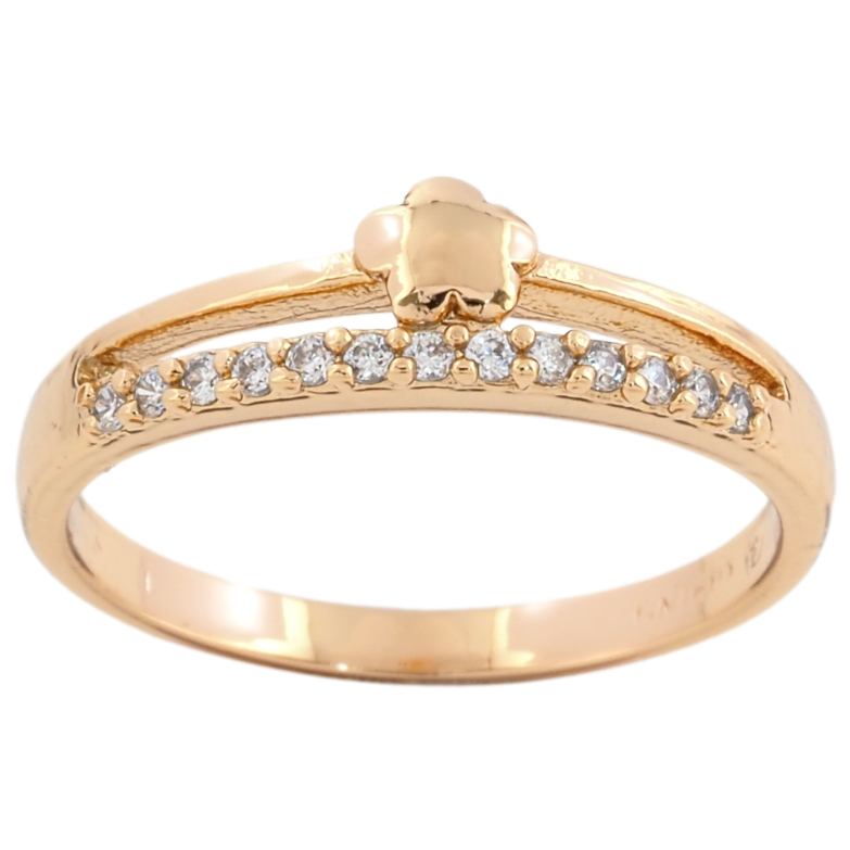 Кольцо Xuping Позолота 18K Цветочек с дорожкой циркония фото №1 Кольцо Xuping Позолота 18K Цветочек с дорожкой циркония фото №1