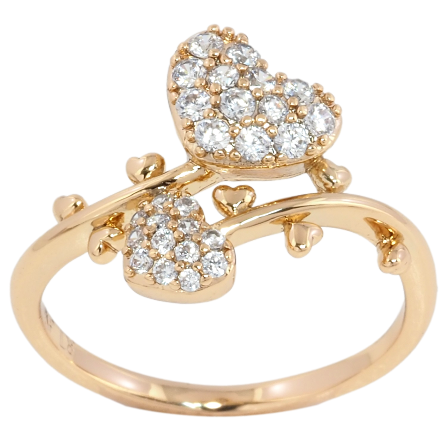 Каблучка Xuping Позолота 18K Сердечка з цирконієм фото №1 Каблучка Xuping Позолота 18K Сердечка з цирконієм фото №1
