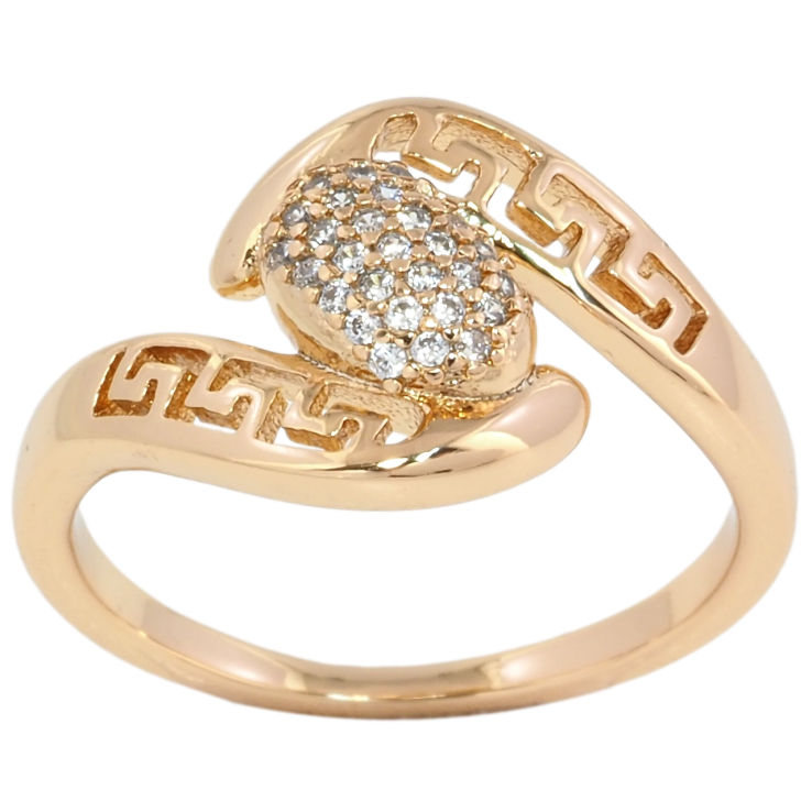Каблучка Xuping Позолота 18K Інкрустація цирконієм і грецький візерунок фото №9