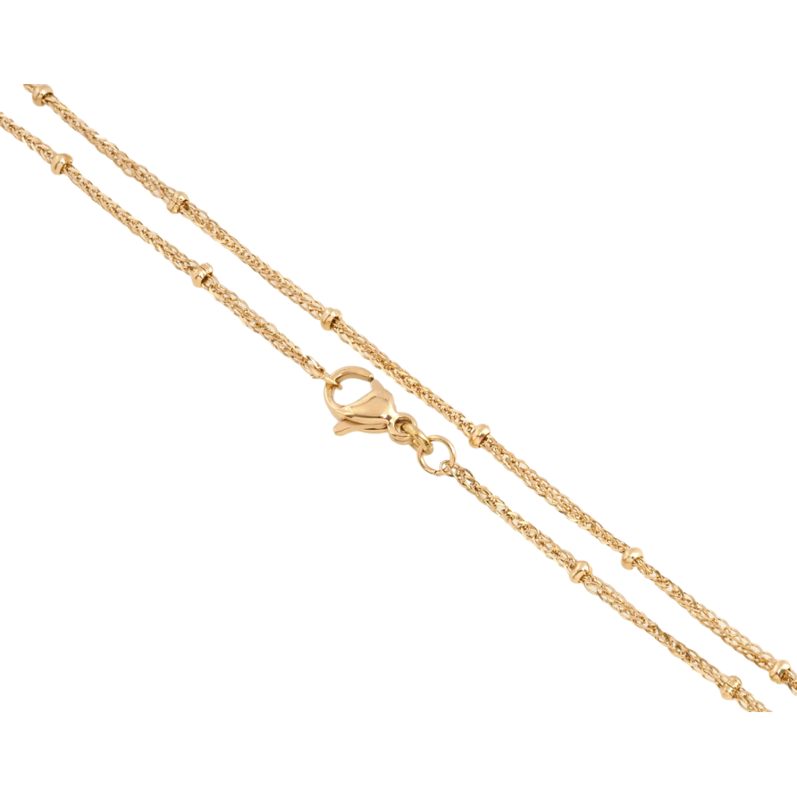 Цепочка Xuping ТТМ Stainless Steel цвет 18K Плетение Колос с бусинами длина 45см х 1мм фото №1 Цепочка Xuping ТТМ Stainless Steel цвет 18K Плетение Колос с бусинами длина 45см х 1мм фото №1