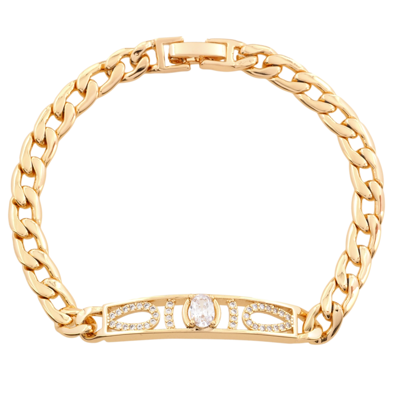 Браслет Xuping Позолота 18K Панцирная цепочка с декоративной вставкой длинна 18.5см х 6мм фото №1