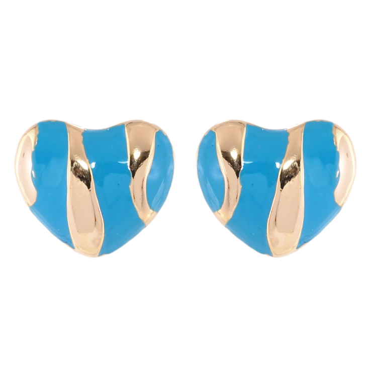 Серьги Xuping Позолота 18K пусеты Сердечки с узором голубой эмалью фото №4 Серьги Xuping Позолота 18K пусеты Сердечки с узором голубой эмалью фото №4