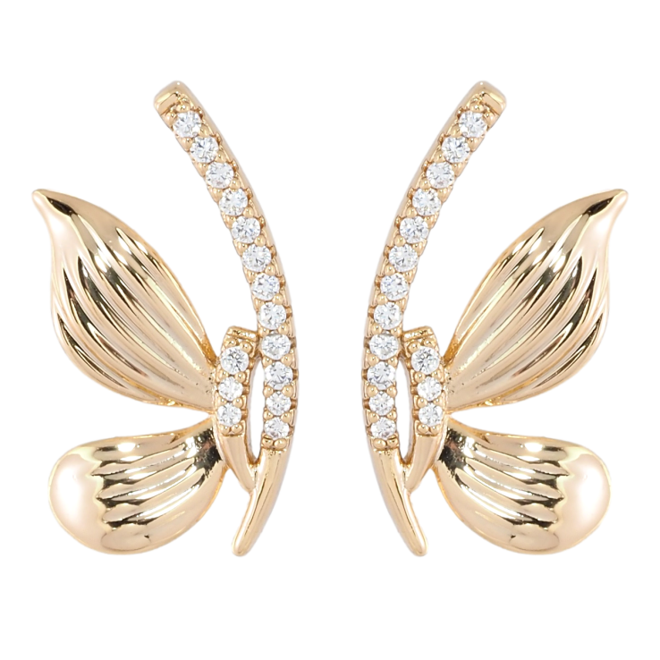 Серьги Xuping Позолота 18K пусеты Декоративные бабочки с цирконием фото №6 Серьги Xuping Позолота 18K пусеты Декоративные бабочки с цирконием фото №6