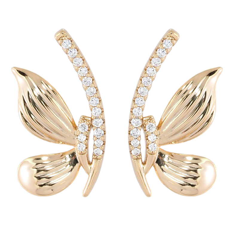 Серьги Xuping Позолота 18K пусеты Декоративные бабочки с цирконием фото №2 Серьги Xuping Позолота 18K пусеты Декоративные бабочки с цирконием фото №2