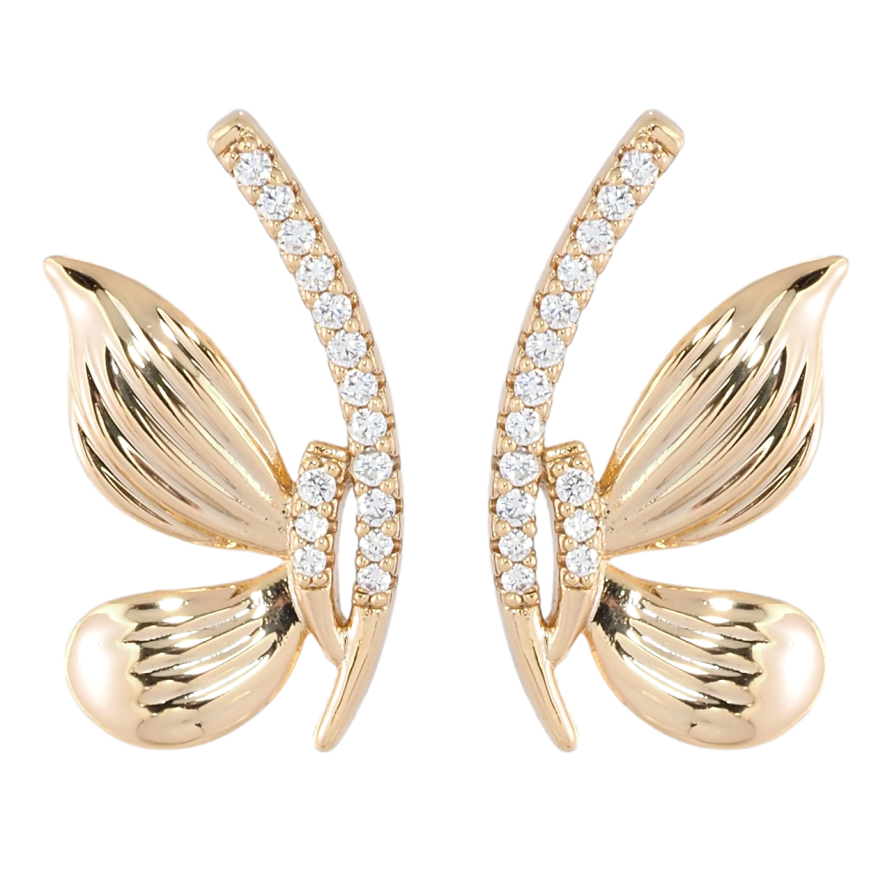 Серьги Xuping Позолота 18K пусеты Декоративные бабочки с цирконием фото №1 Серьги Xuping Позолота 18K пусеты Декоративные бабочки с цирконием фото №1