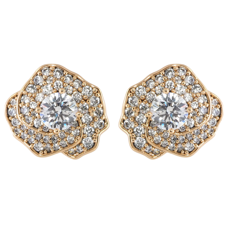 Сережки Xuping Позолота 18K пусети Квіточки з інкрустацією цирконієм фото №2 Сережки Xuping Позолота 18K пусети Квіточки з інкрустацією цирконієм фото №2