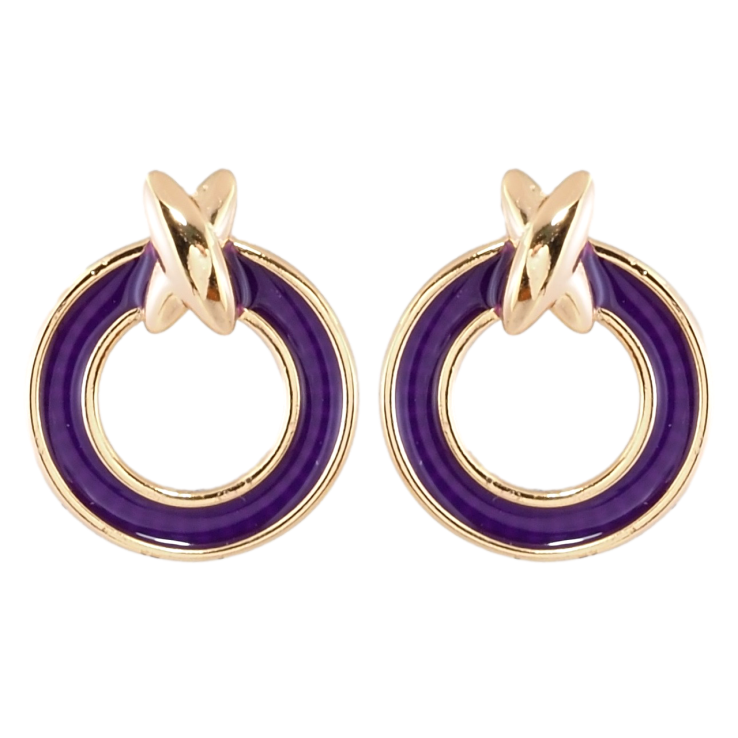 Серьги Xuping Позолота 18K пусеты Колечки с фиолетовой эмалью фото №17 Серьги Xuping Позолота 18K пусеты Колечки с фиолетовой эмалью фото №17