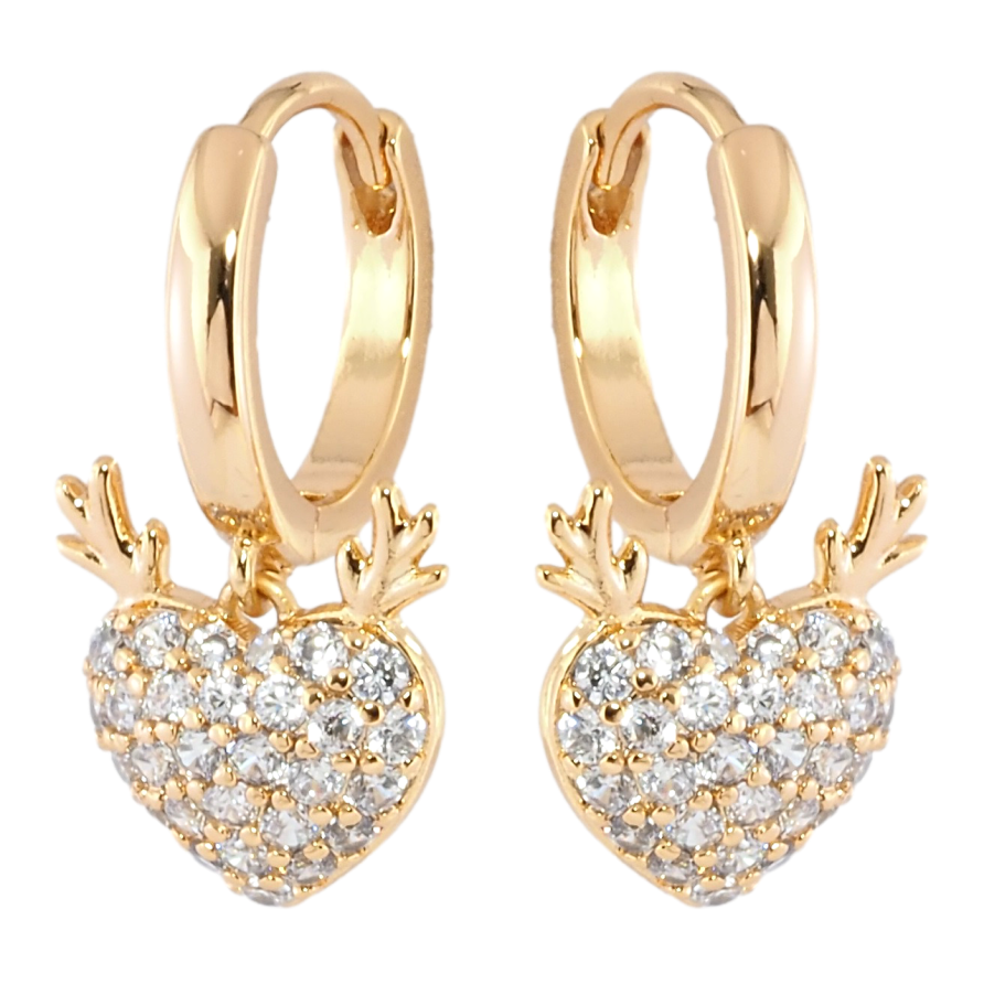Серьги Xuping Позолота 18K подвески на колечках Сердечки с цирконием фото №1