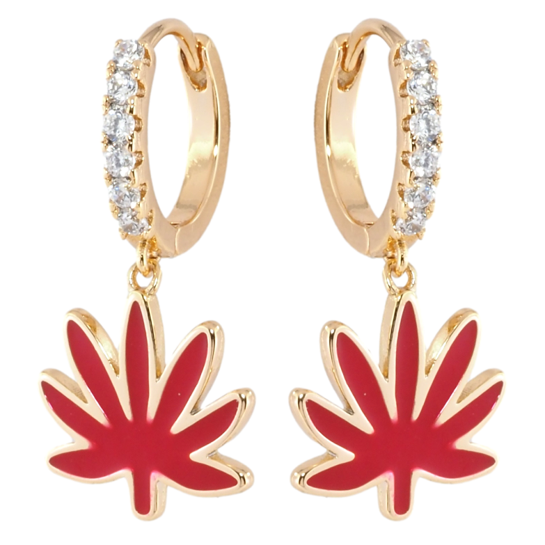 Сережки Xuping Позолота 18K підвіски на колечках Листочки з червоною емаллю фото №24 Сережки Xuping Позолота 18K підвіски на колечках Листочки з червоною емаллю фото №24