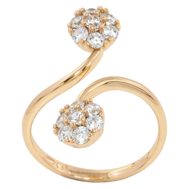 Каблучка Xuping Позолота 18K Кришталеві квіточки» фото №6 Каблучка Xuping Позолота 18K Кришталеві квіточки» фото №6
