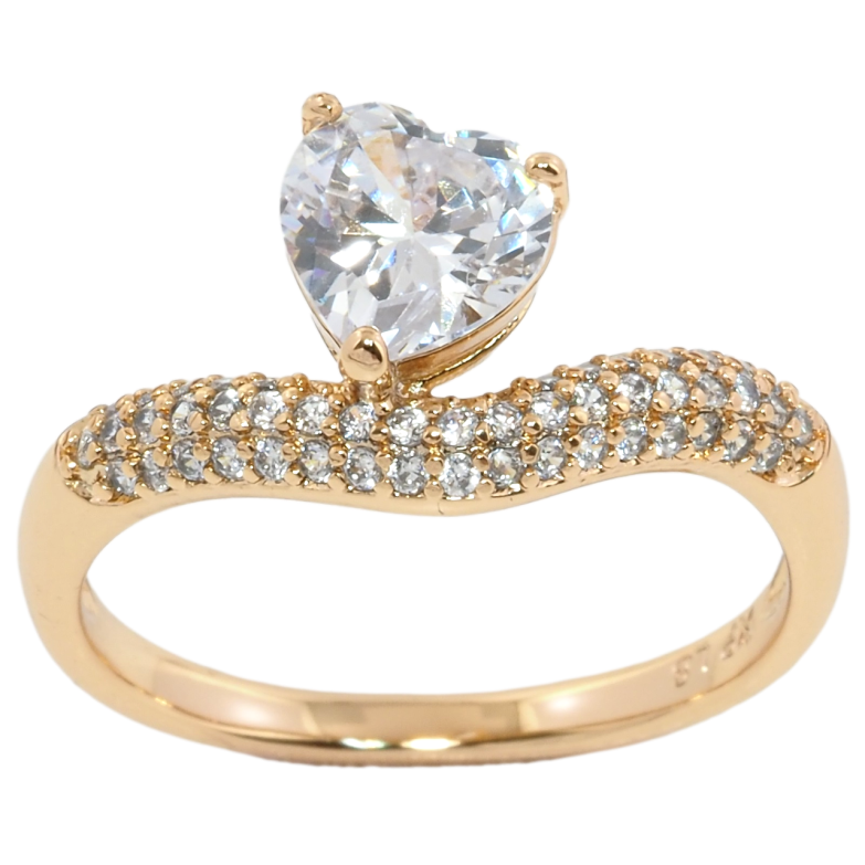 Каблучка Xuping Позолота 18K Кришталеве сердечко» фото №1 Каблучка Xuping Позолота 18K Кришталеве сердечко» фото №1