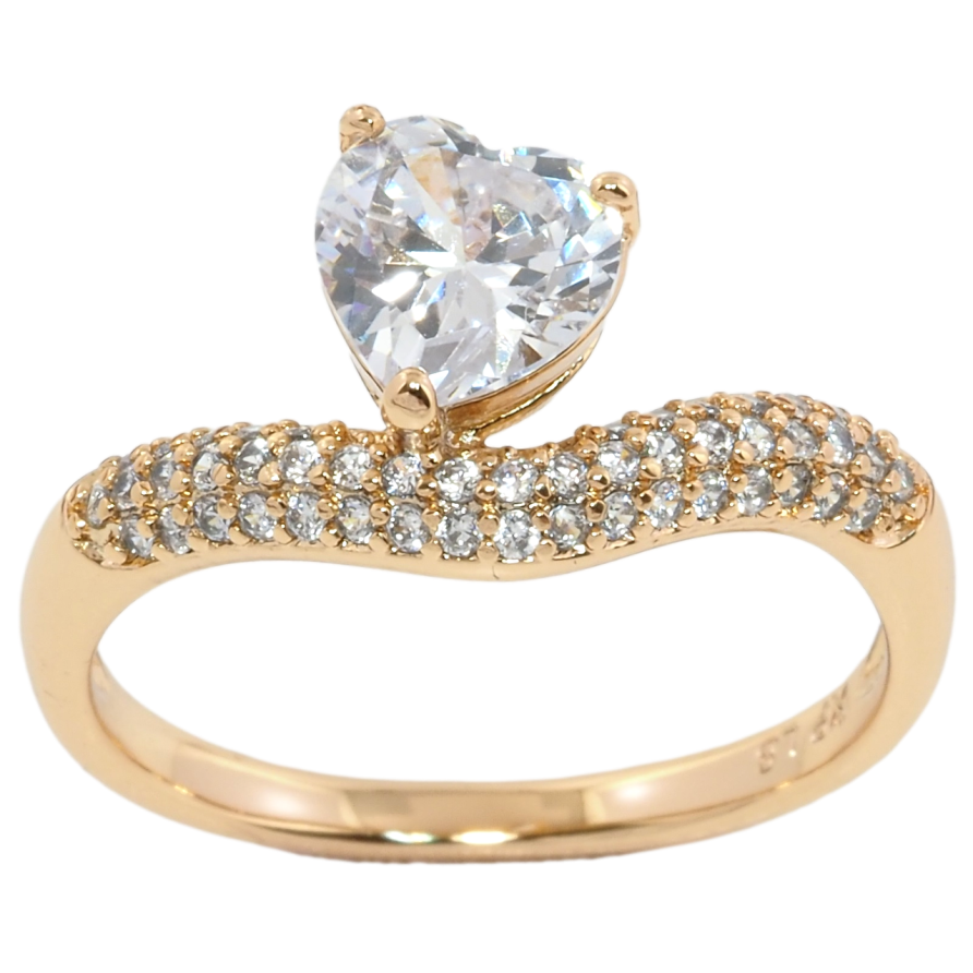 Каблучка Xuping Позолота 18K Кришталеве сердечко» фото №1 Каблучка Xuping Позолота 18K Кришталеве сердечко» фото №1