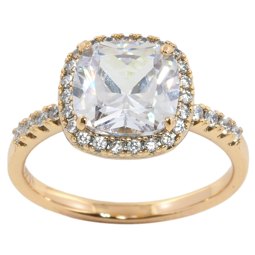 Кольцо Xuping Позолота 18K Фианит в обрамлении циркония фото №1 Кольцо Xuping Позолота 18K Фианит в обрамлении циркония фото №1