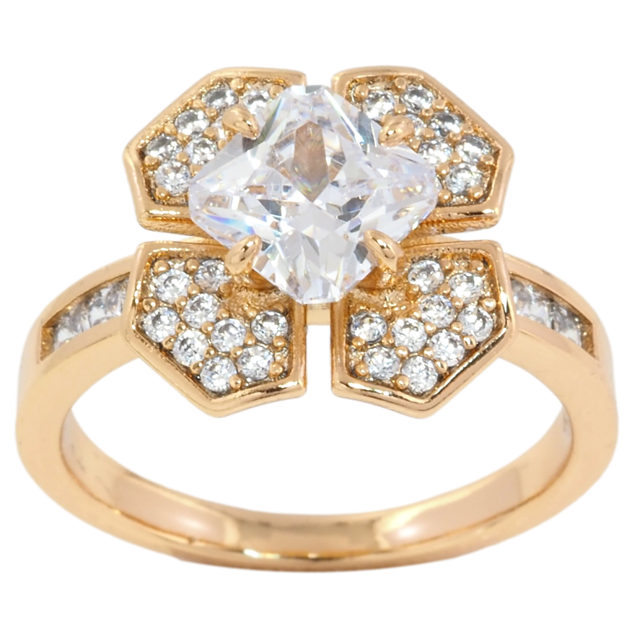 Кольцо Xuping Позолота 18K Цветок с инкрустацией цирконием фото №1 Кольцо Xuping Позолота 18K Цветок с инкрустацией цирконием фото №1