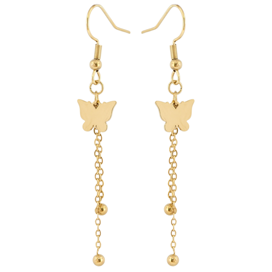 Серьги Xuping TTM Stainless Steel цвет 14K французский замок Подвески с бабочками фото №1 Серьги Xuping TTM Stainless Steel цвет 14K французский замок Подвески с бабочками фото №1