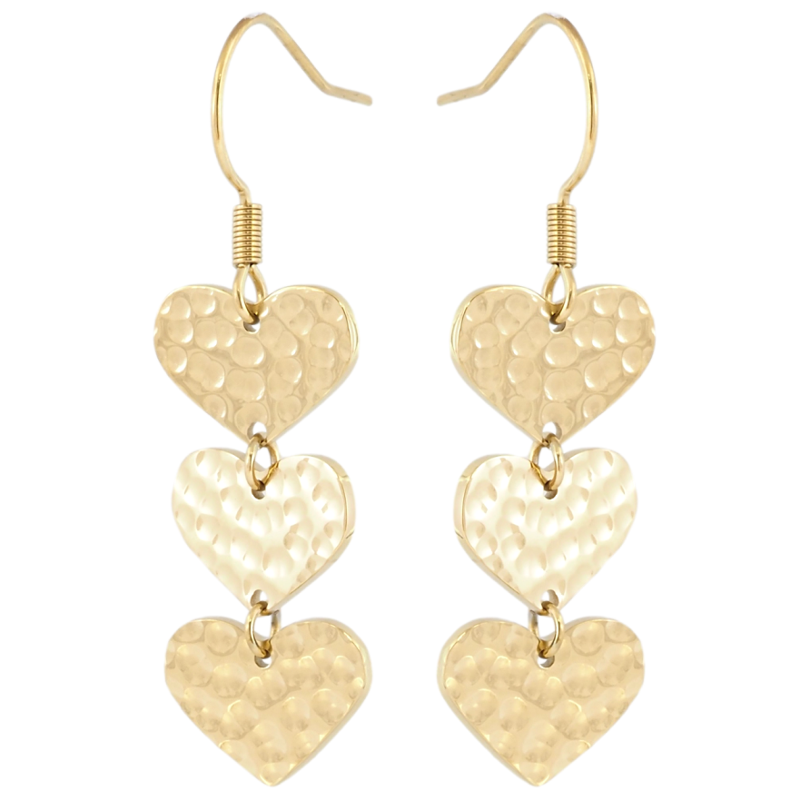 Сережки Xuping TTM Stainless Steel колір 14K французький замок «Сердечка» фото №1 Сережки Xuping TTM Stainless Steel колір 14K французький замок «Сердечка» фото №1