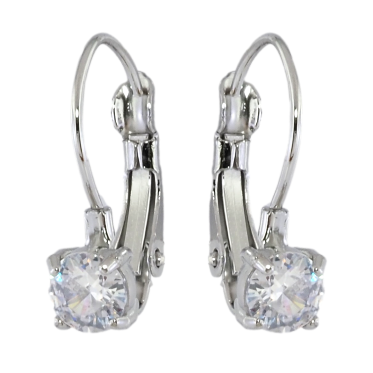 Серьги Xuping TTM Stainless Steel цвет Родий французский замок Фианиты на дужках ø 5мм фото №24