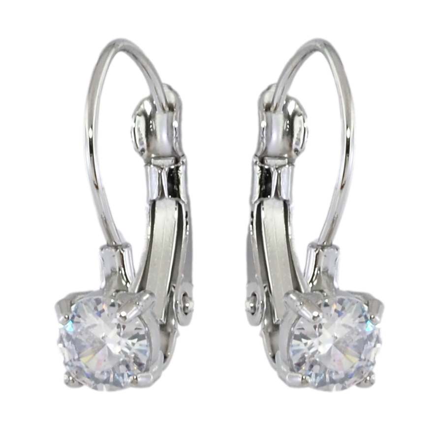 Серьги Xuping TTM Stainless Steel цвет Родий французский замок Фианиты на дужках ø 5мм фото №1 Серьги Xuping TTM Stainless Steel цвет Родий французский замок Фианиты на дужках ø 5мм фото №1