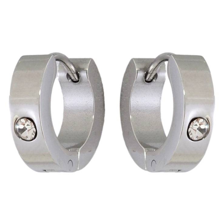 Серьги Xuping TTM Stainless Steel цвет Родий колечки Классика с кристаллом фото №5