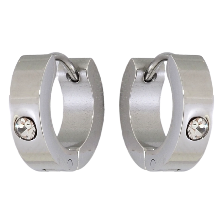 Сережки Xuping TTM Stainless Steel колір Родій колечка «Класика з кристалом» фото №4 Сережки Xuping TTM Stainless Steel колір Родій колечка «Класика з кристалом» фото №4