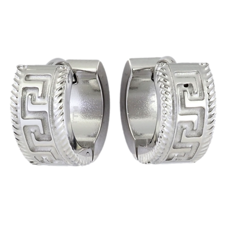 Серьги Xuping TTM Stainless Steel цвет Родий колечки Греческий узор фото №9