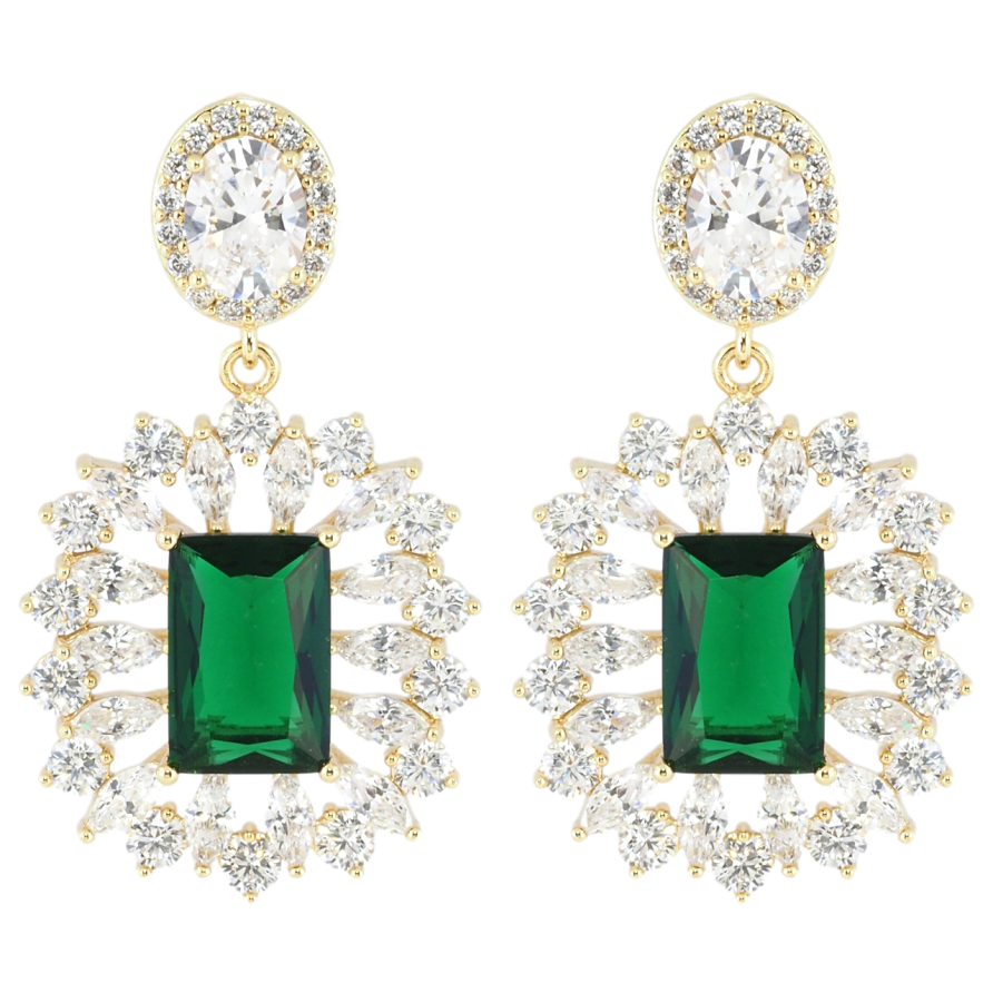 Серьги Xuping JEAN GOUJON Позолота 14K пусеты Изысканные подвески с инкрустацией цирконием и зеленым фианитом фото №1 Серьги Xuping JEAN GOUJON Позолота 14K пусеты Изысканные подвески с инкрустацией цирконием и зеленым фианитом фото №1