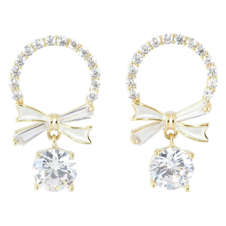 Сережки Xuping JEAN GOUJON Позолота 14K пусети «Кришталеві бантики» фото №19