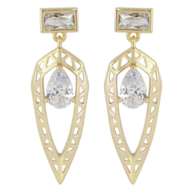 Сережки Xuping JEAN GOUJON Позолота 14K пусети «Декоративні підвіски з фіанітами» фото №24