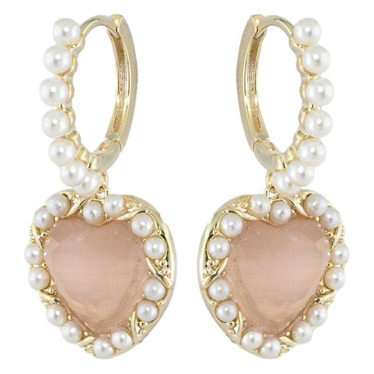 Серьги Xuping JEAN GOUJON Позолота 14K подвески на колечках Сердечки с жемчужинками фото №18