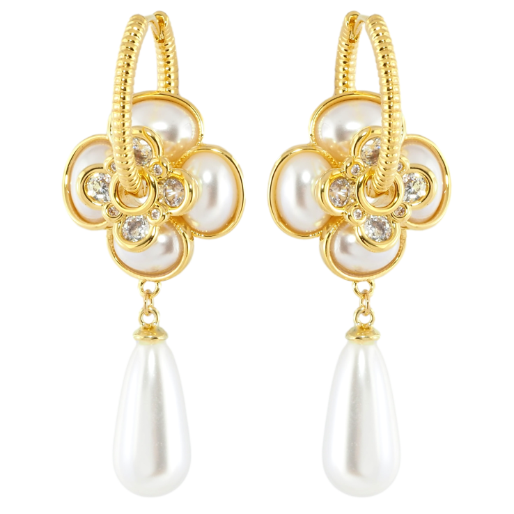Серьги Xuping JEAN GOUJON Позолота 14K подвески на колечках Декоративные жемчужные подвески 2 в 1 фото №19