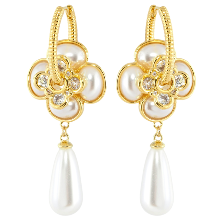 Серьги Xuping JEAN GOUJON Позолота 14K подвески на колечках Декоративные жемчужные подвески 2 в 1 фото №1 Серьги Xuping JEAN GOUJON Позолота 14K подвески на колечках Декоративные жемчужные подвески 2 в 1 фото №1