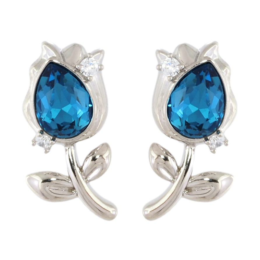 Сережки Xuping колір Родій з кристалами Swarovski пусети Квіточки з кристалами Capri Blue фото №1 Сережки Xuping колір Родій з кристалами Swarovski пусети Квіточки з кристалами Capri Blue фото №1