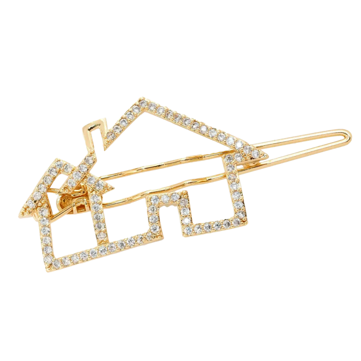 Заколка Xuping Позолота 18K Домик инкрустация цирконием фото №2 Заколка Xuping Позолота 18K Домик инкрустация цирконием фото №2