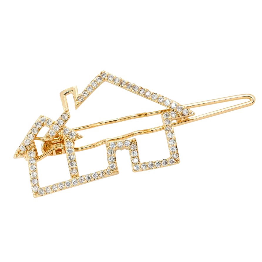 Заколка Xuping Позолота 18K Домик инкрустация цирконием фото №1 Заколка Xuping Позолота 18K Домик инкрустация цирконием фото №1