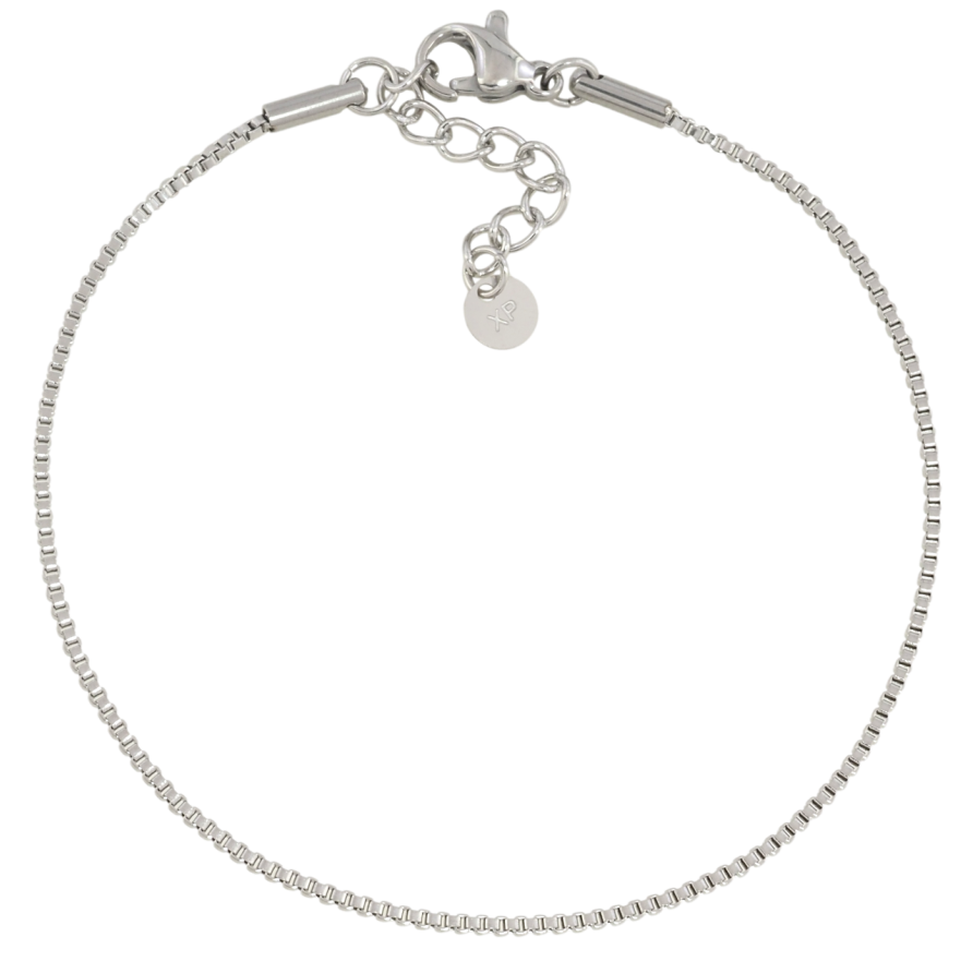 Браслет Xuping ТТМ Stainless Steel цвет Родий Цепочка Венецианское плетение с доп.цеп 18-21см х 1мм фото №1