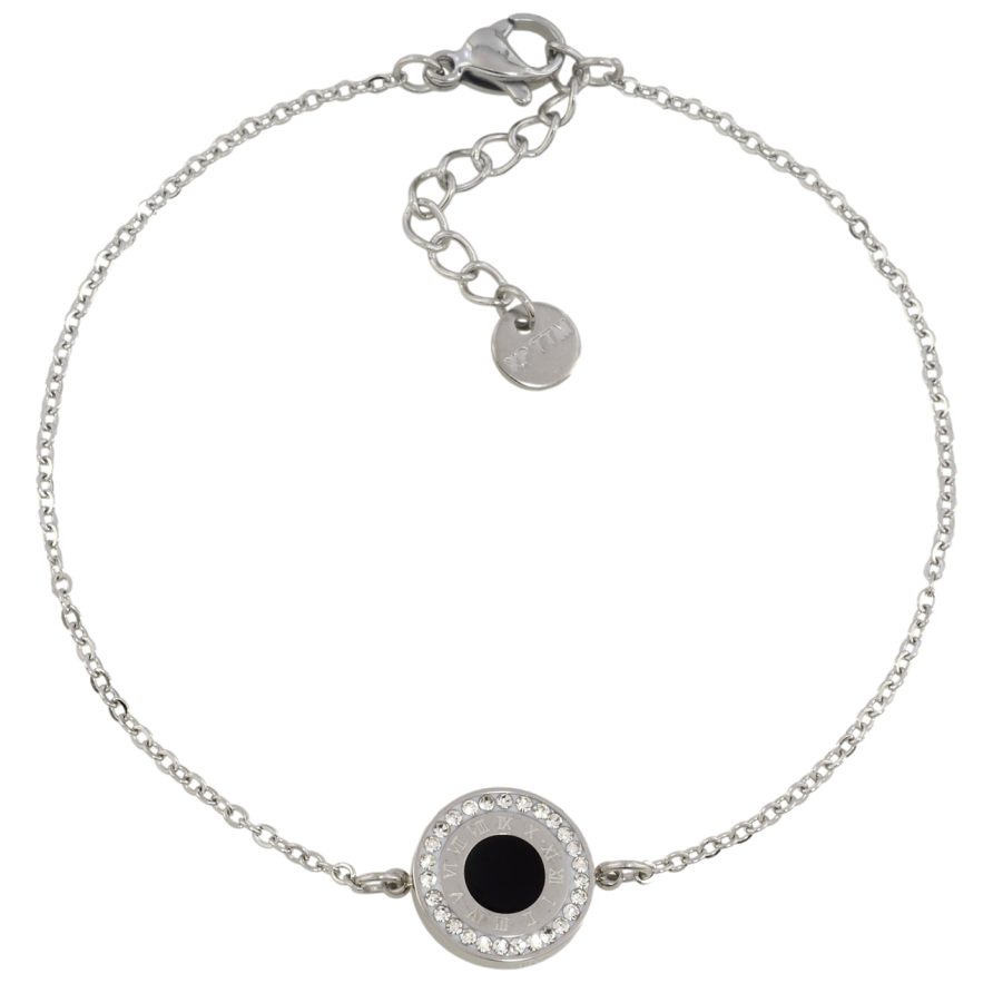 Браслет Xuping ТТМ Stainless Steel цвет Родий Цепочка с круглой вставкой с доп.цеп 19-22см х 1мм фото №1 Браслет Xuping ТТМ Stainless Steel цвет Родий Цепочка с круглой вставкой с доп.цеп 19-22см х 1мм фото №1