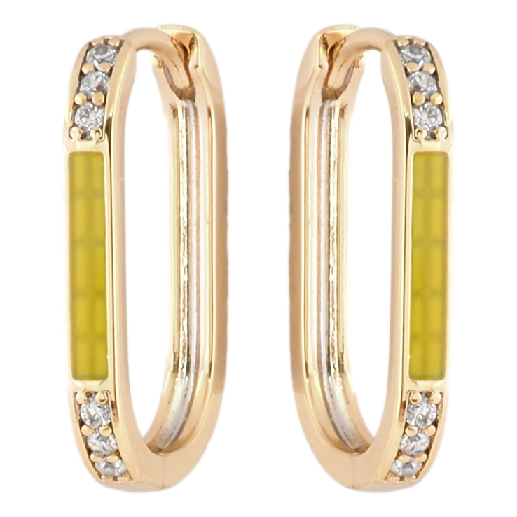 Серьги Xuping Позолота 18K колечки Дорожки циркония с желтой эмалью фото №10 Серьги Xuping Позолота 18K колечки Дорожки циркония с желтой эмалью фото №10