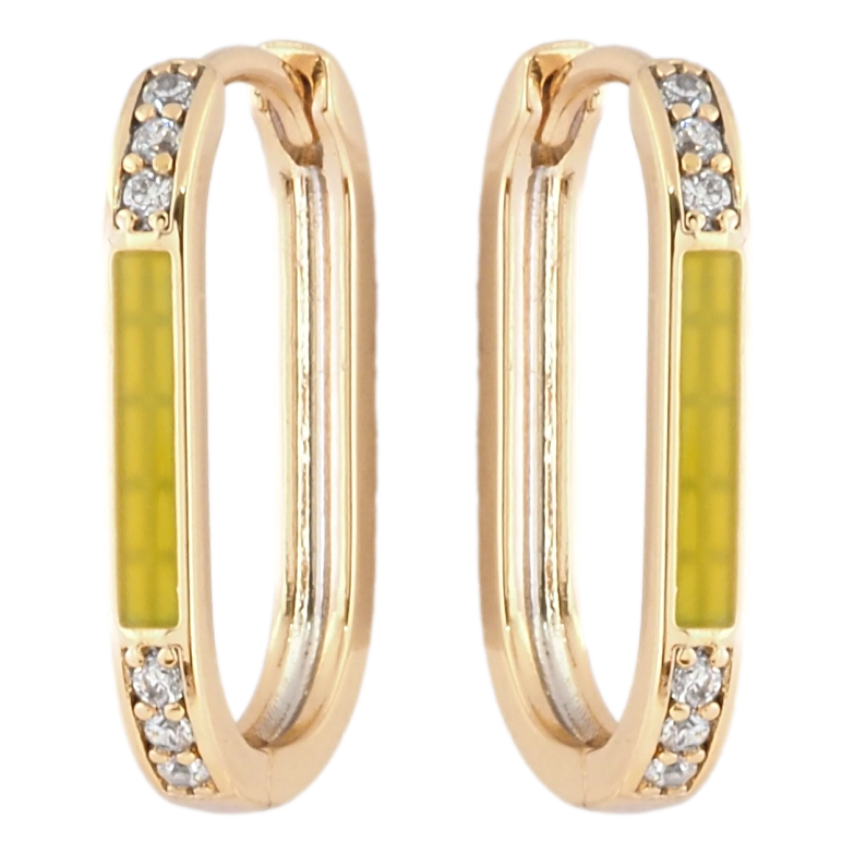 Серьги Xuping Позолота 18K колечки Дорожки циркония с желтой эмалью фото №2 Серьги Xuping Позолота 18K колечки Дорожки циркония с желтой эмалью фото №2