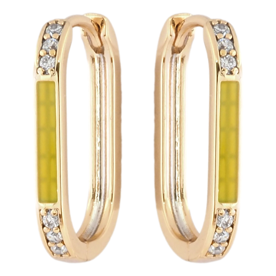 Серьги Xuping Позолота 18K колечки Дорожки циркония с желтой эмалью фото №1 Серьги Xuping Позолота 18K колечки Дорожки циркония с желтой эмалью фото №1