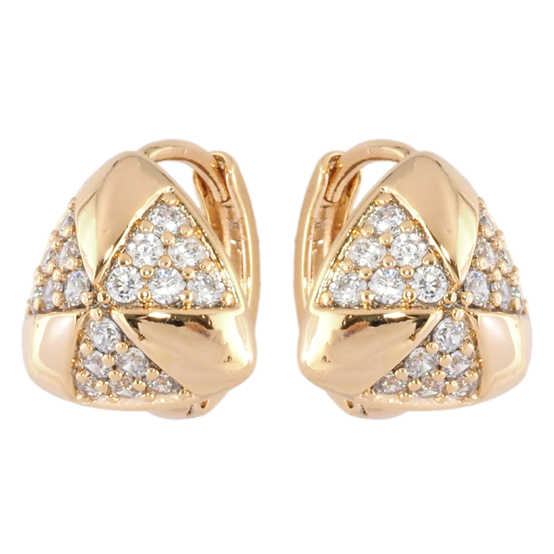 Серьги Xuping Позолота 18K колечки Треугольники с узором цирконием фото №1
