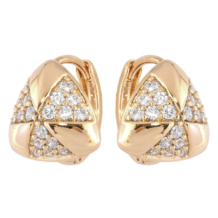 Серьги Xuping Позолота 18K колечки Треугольники с узором цирконием фото №1 Серьги Xuping Позолота 18K колечки Треугольники с узором цирконием фото №1