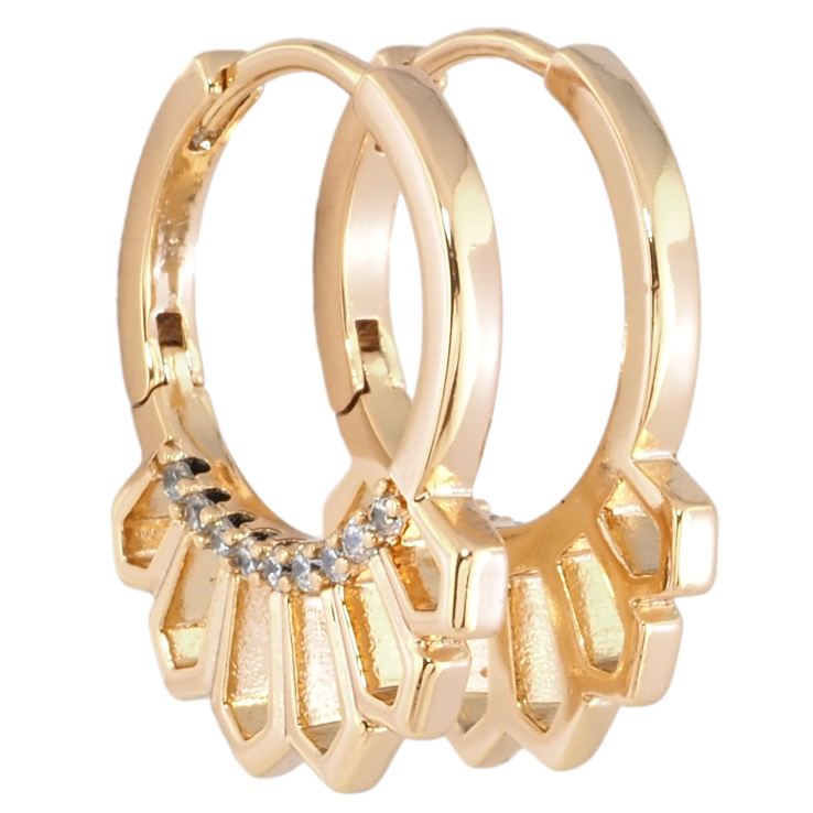 Серьги Xuping Позолота 18K колечки Боковой узор с цирконием фото №14 Серьги Xuping Позолота 18K колечки Боковой узор с цирконием фото №14
