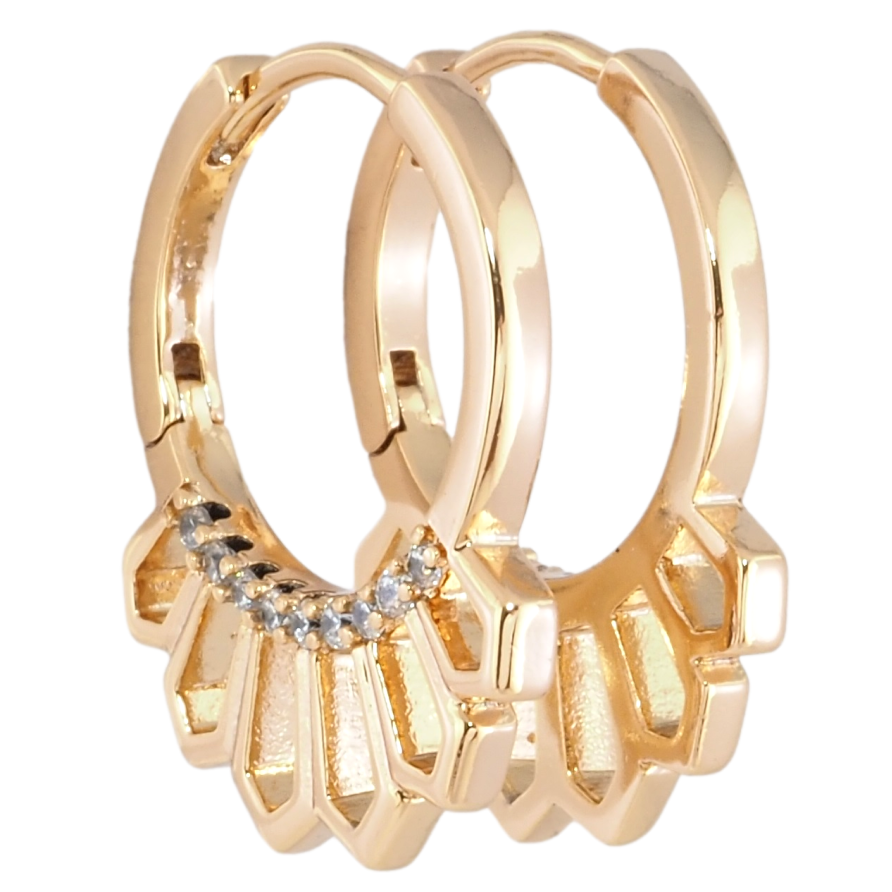 Серьги Xuping Позолота 18K колечки Боковой узор с цирконием фото №1 Серьги Xuping Позолота 18K колечки Боковой узор с цирконием фото №1
