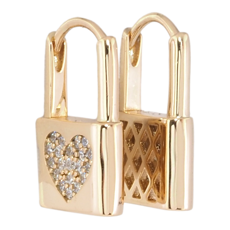 Серьги Xuping Позолота 18K колечки Замочки с узором сердечки фото №3 Серьги Xuping Позолота 18K колечки Замочки с узором сердечки фото №3