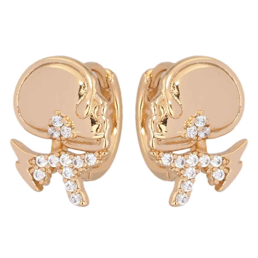 Серьги Xuping Позолота 18K колечки Черепа фото №1 Серьги Xuping Позолота 18K колечки Черепа фото №1